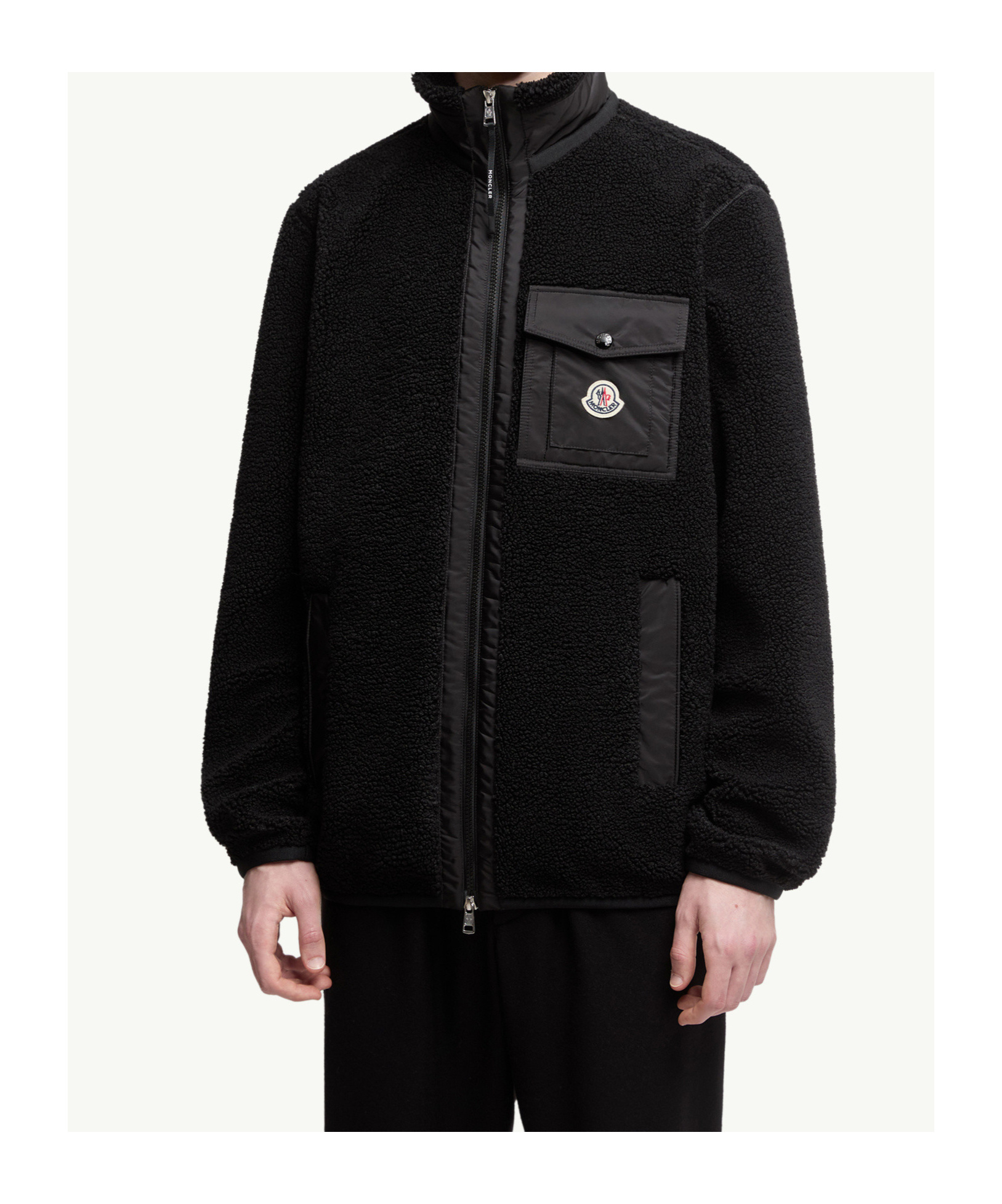 Moncler Teddy Zip-up Sweatshirt With Pocket In Black