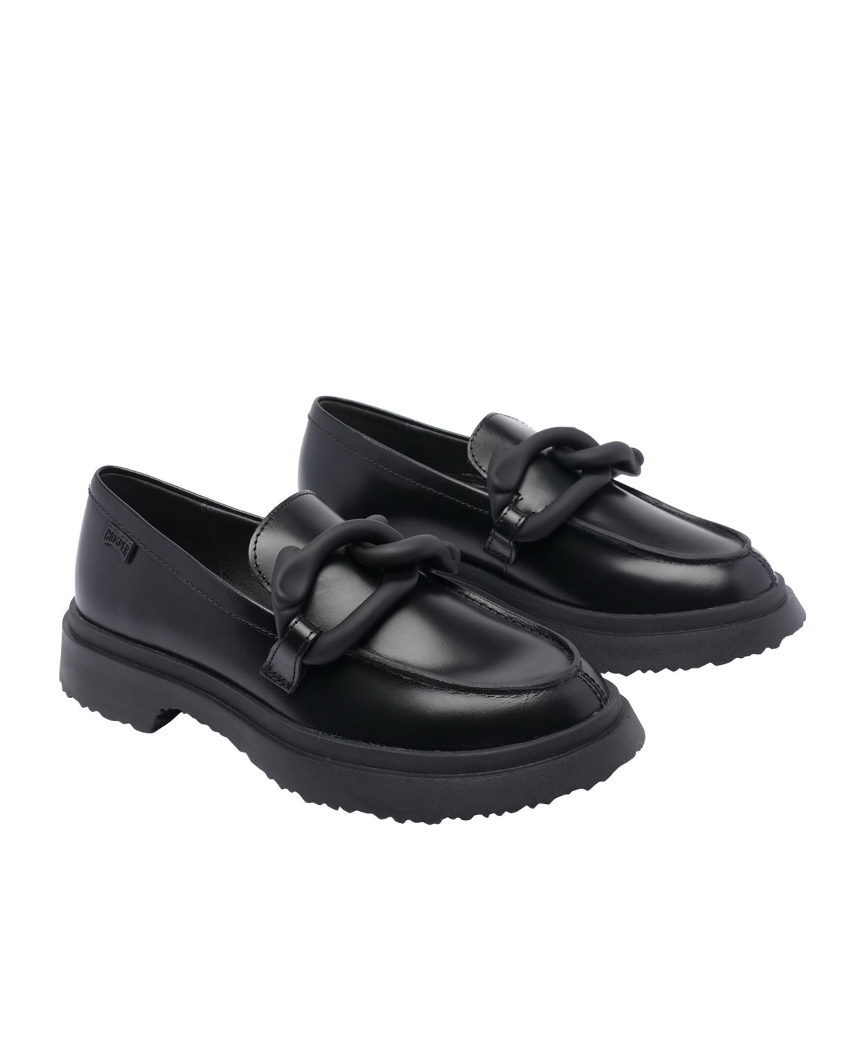 Camper Round Toe Loafers In Black