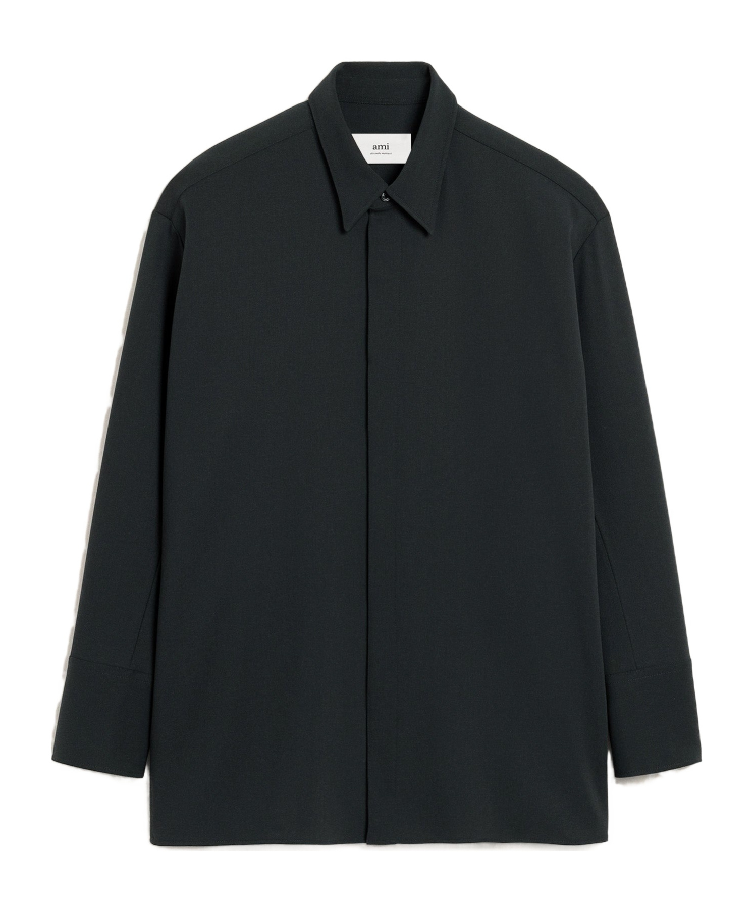Ami Alexandre Mattiussi Black Wool Long Oversized Shirt Grey In Black
