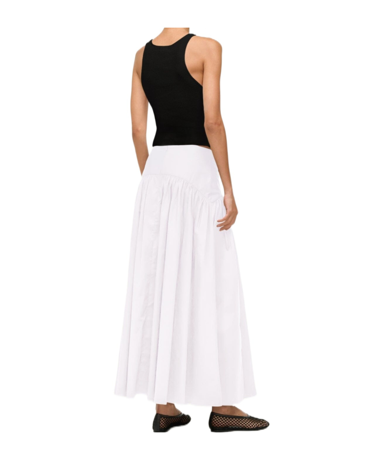Staud Procida Cotton Popeline Maxi Skirt In White