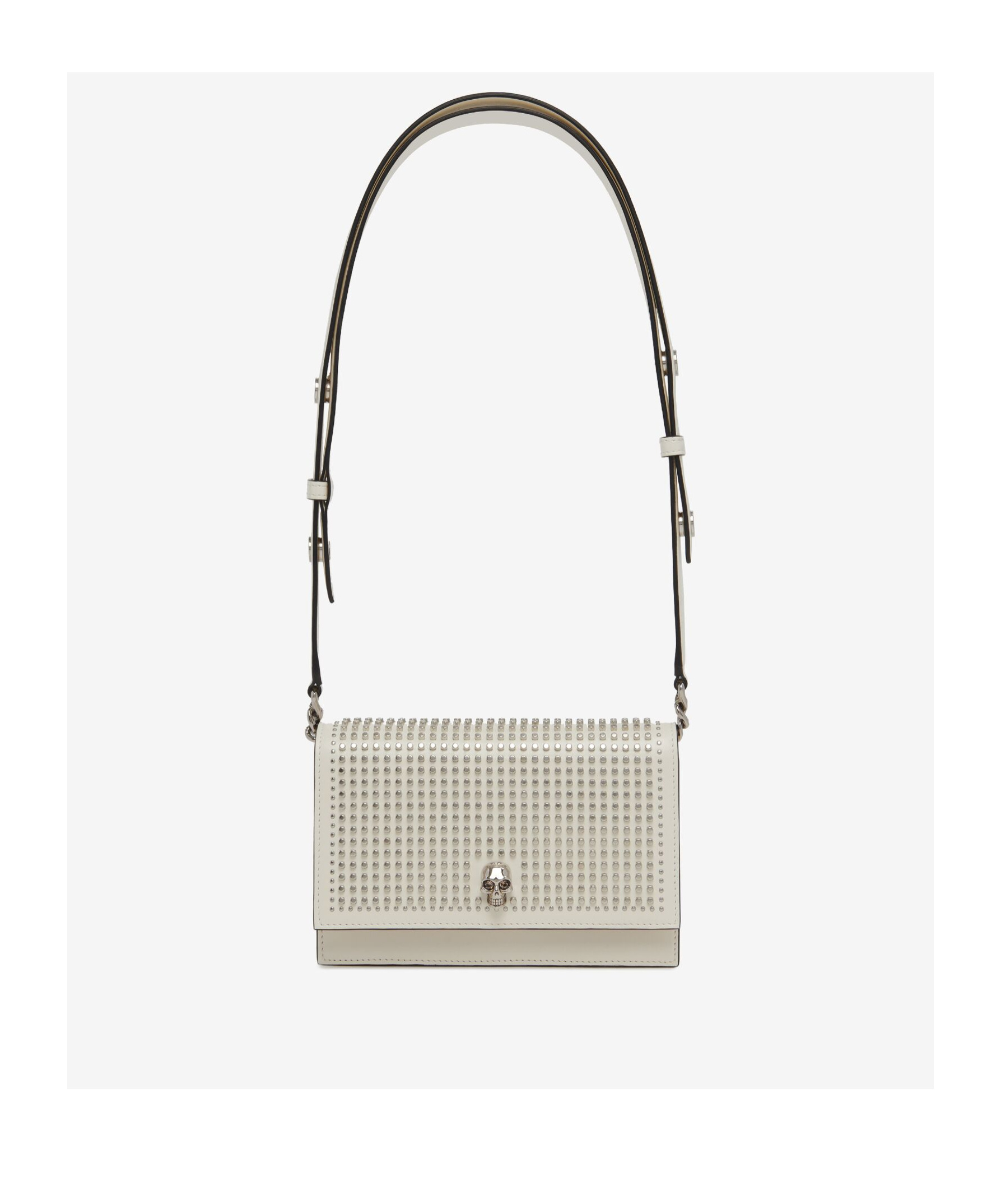 Shop Alexander Mcqueen Small The Biker Skull Shoulder Bag In White
