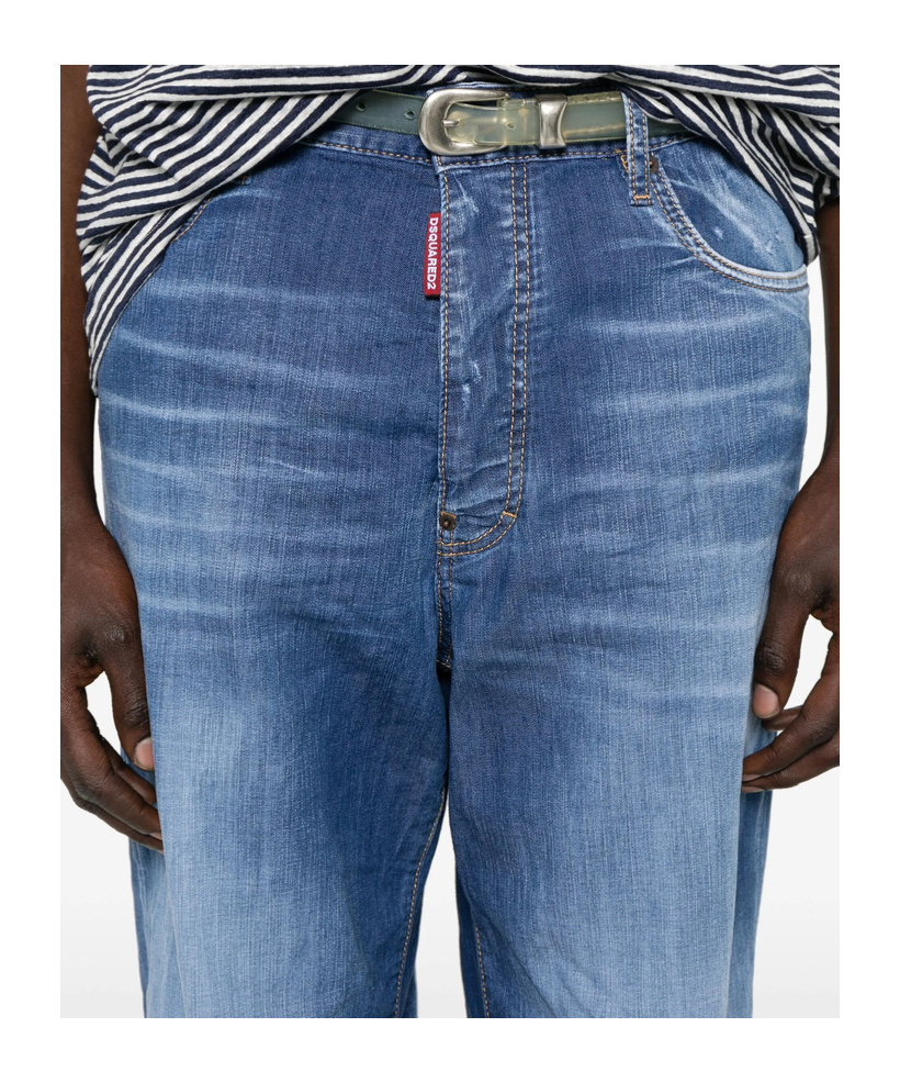 Shop Dsquared2 Logo-embroidered Jeans In Navy Blue