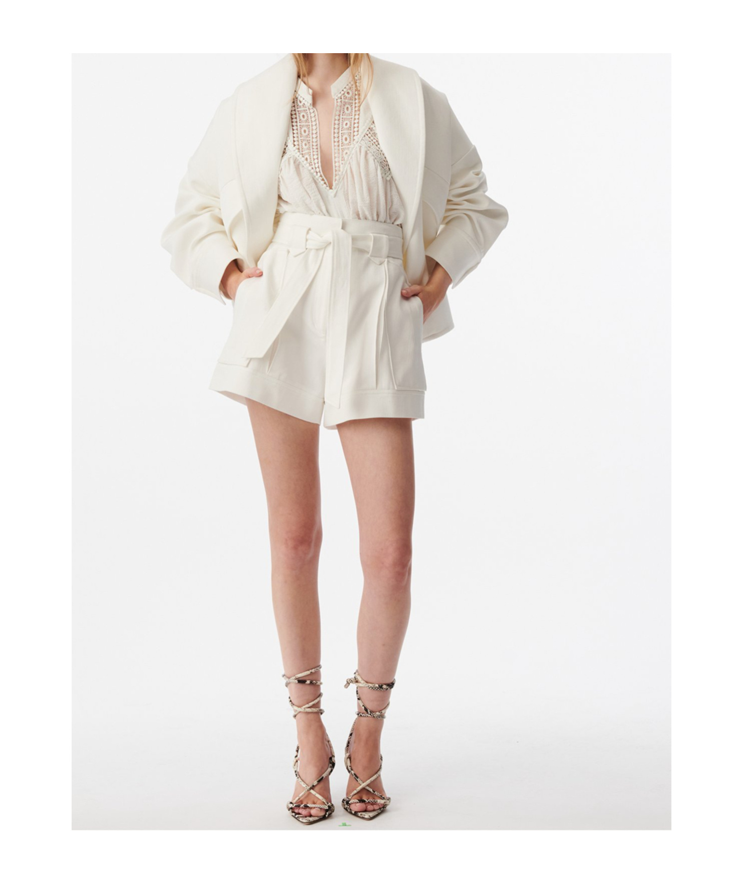 IRO IRO BELTED HIGH-WAIST TAILORED SHORTS