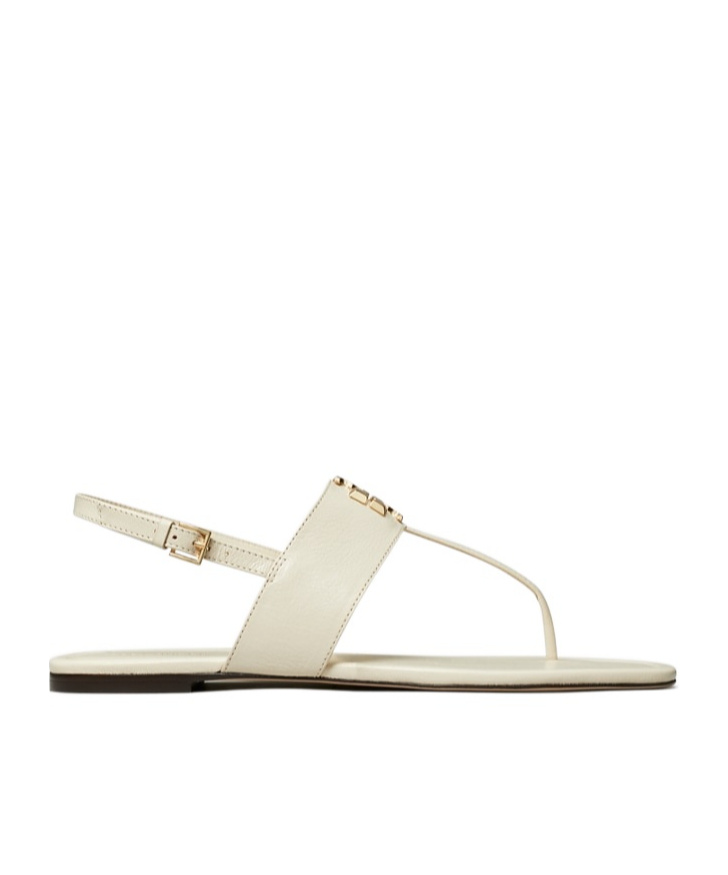 Tory Burch Leather Thong Sandals Gold-tone Hardware In Nude