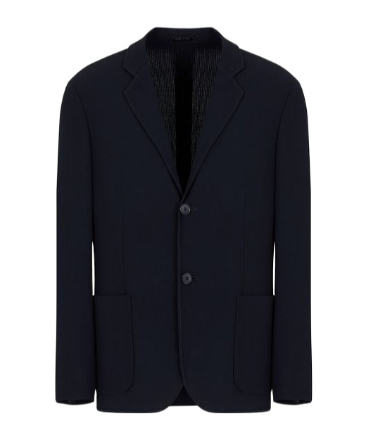 Giorgio Armani Long-sleeved Suit Coat In Black