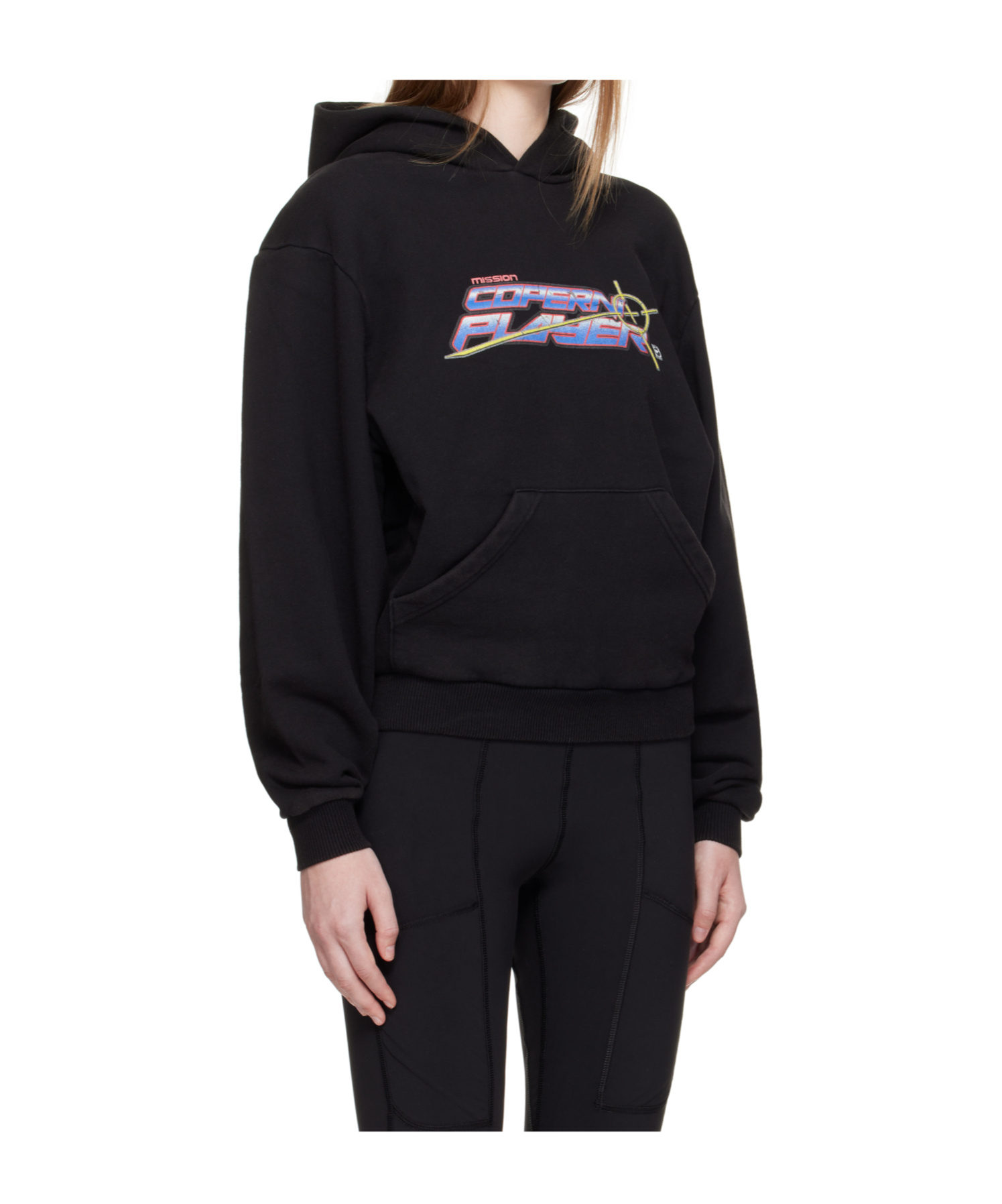 Coperni Graphic Print Hooded Cotton Sweatshirt In Black