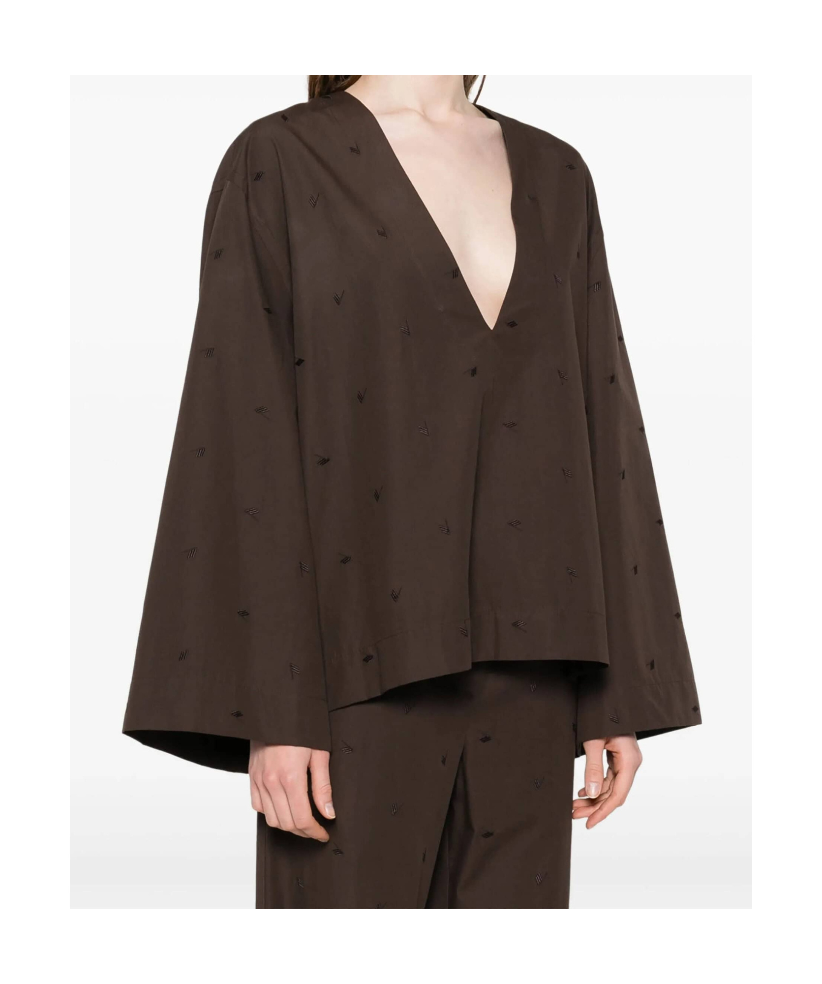Attico Long Sleeve Top In Brown