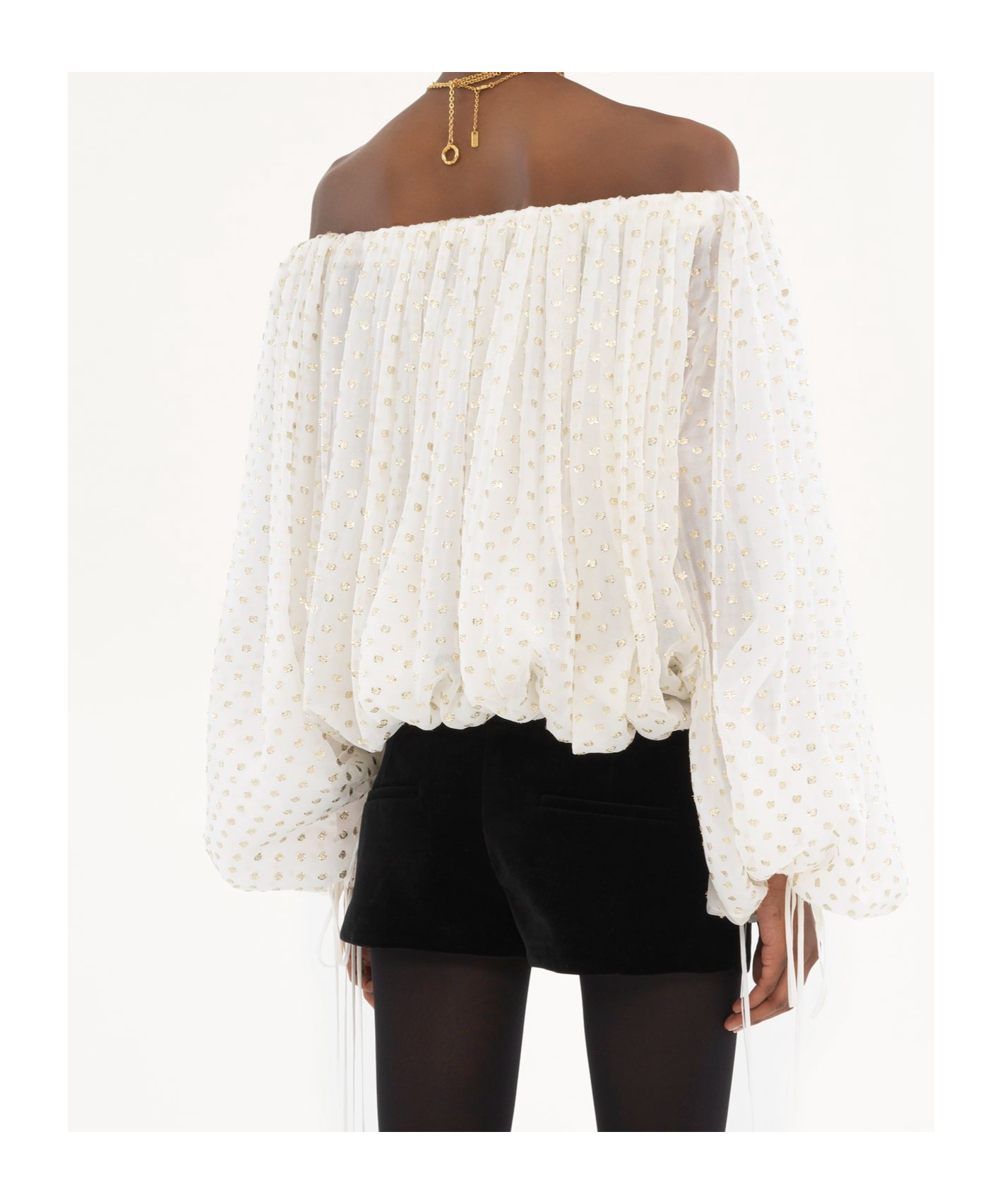 CHLOÉ OFF-THE-SHOULDER JACQUARD BLOUSE
