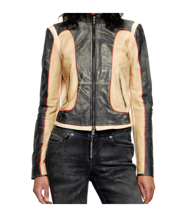 Diesel L-oonie Panelled Leather Jacket In Multi
