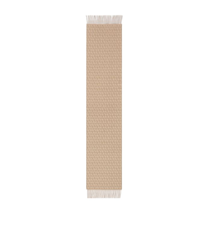 Valentino Toile Iconographe Fringed Scarf In Nude