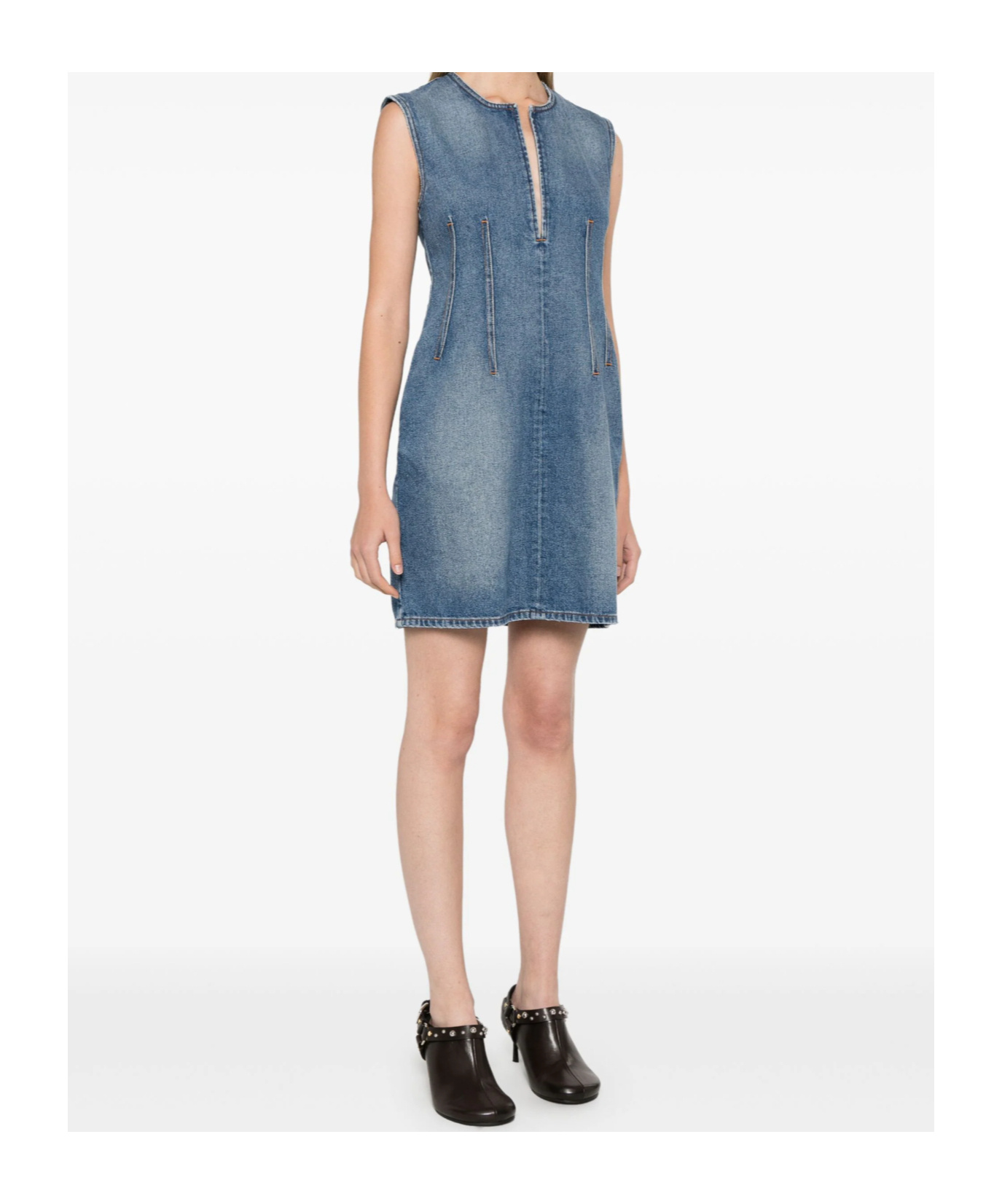 Stella Mccartney Denim Mini Dress In Blue