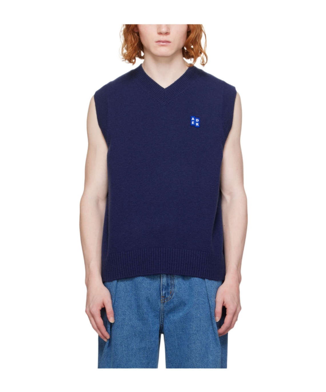 Ader Error Sleeveless Wool Sweater In Blue