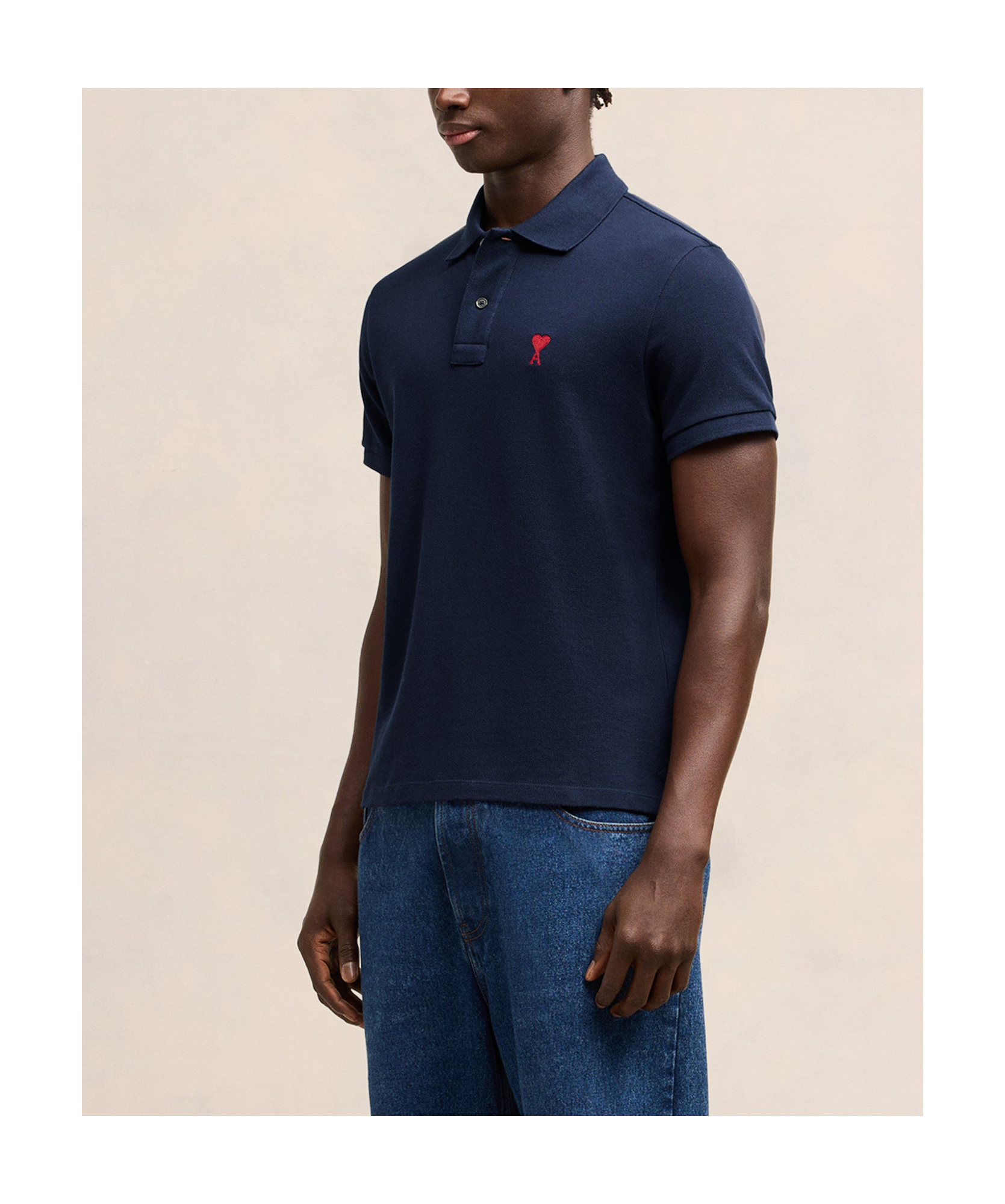 Ami Alexandre Mattiussi Ami Paris Ami Paris De Coeur Cotton Polo Shirt In Blue