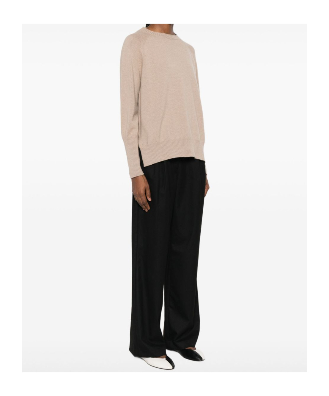 Baserange Ribbed Crew Neck Sweater In Brown