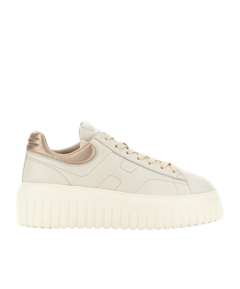 Hogan H-stripes Lace-up Leather Sneakers In White