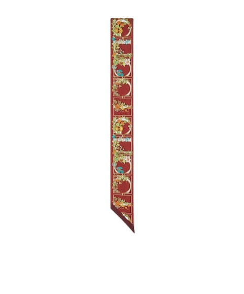 Gucci Printed Silk Twill Neck Bow In Brown