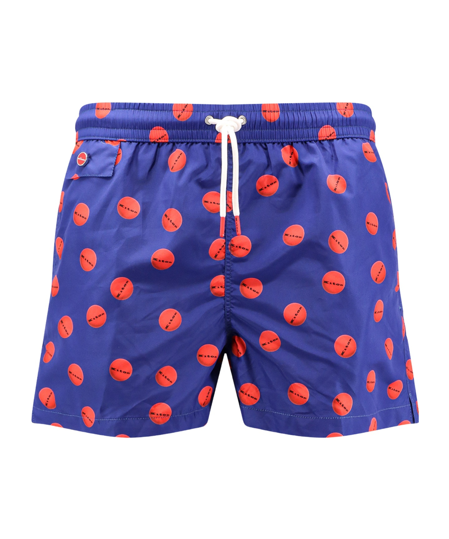 Kiton Nylon Swim Trunk With All-over Print In Blue