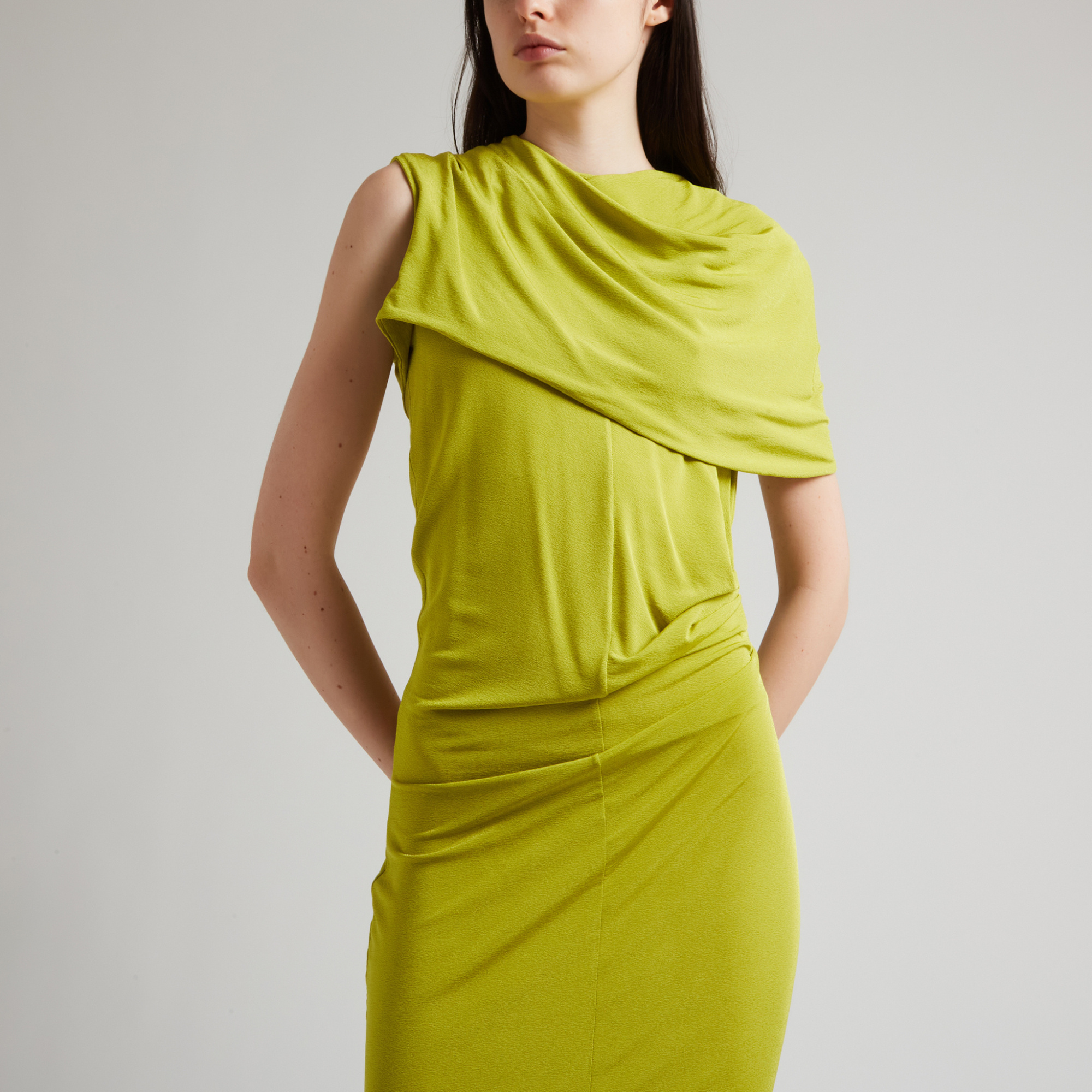Magda Butrym Draped Cowl-neck Dress In Green