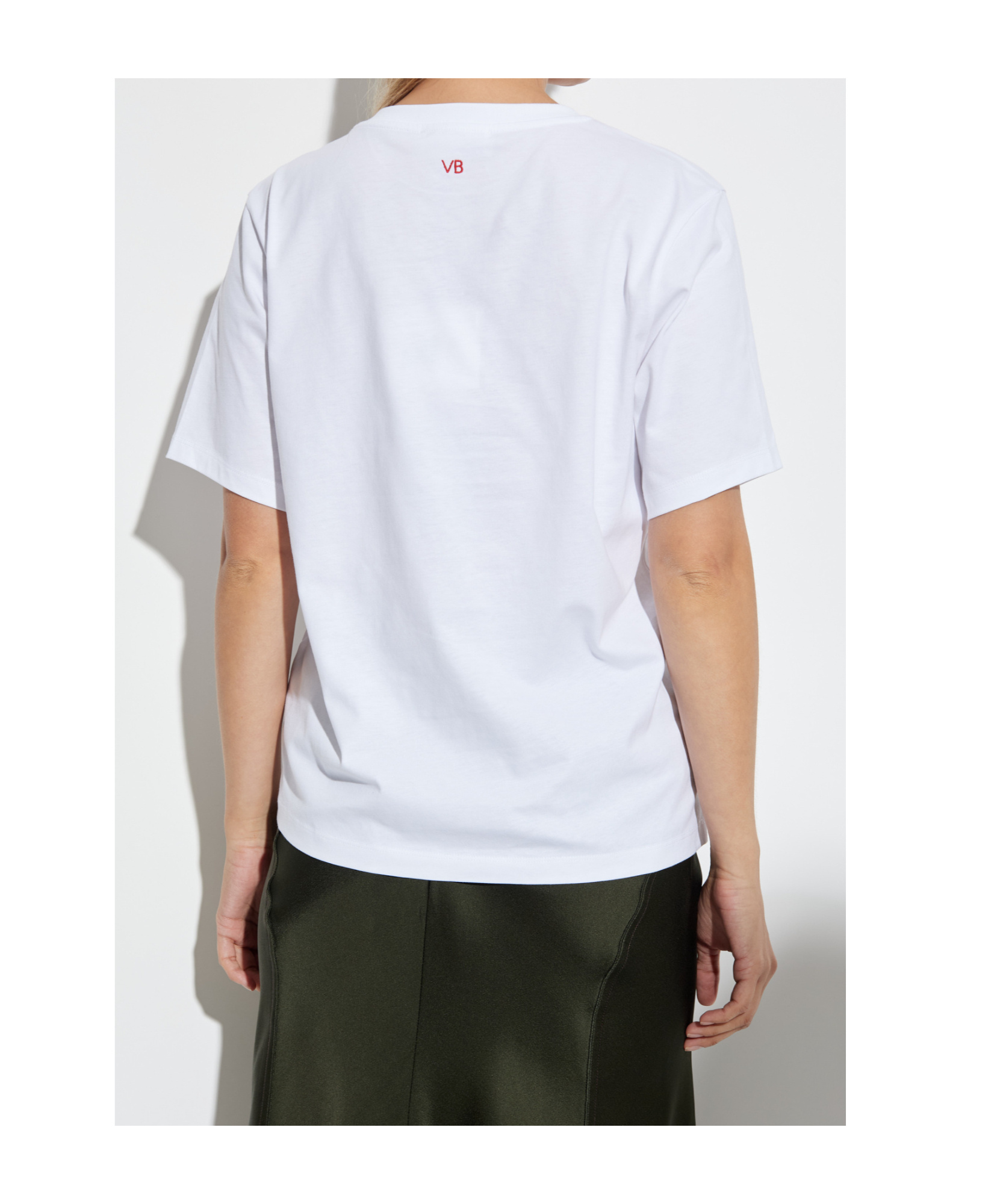 Victoria Beckham Graphic Print Crew Neck Short Sleeve Top In White