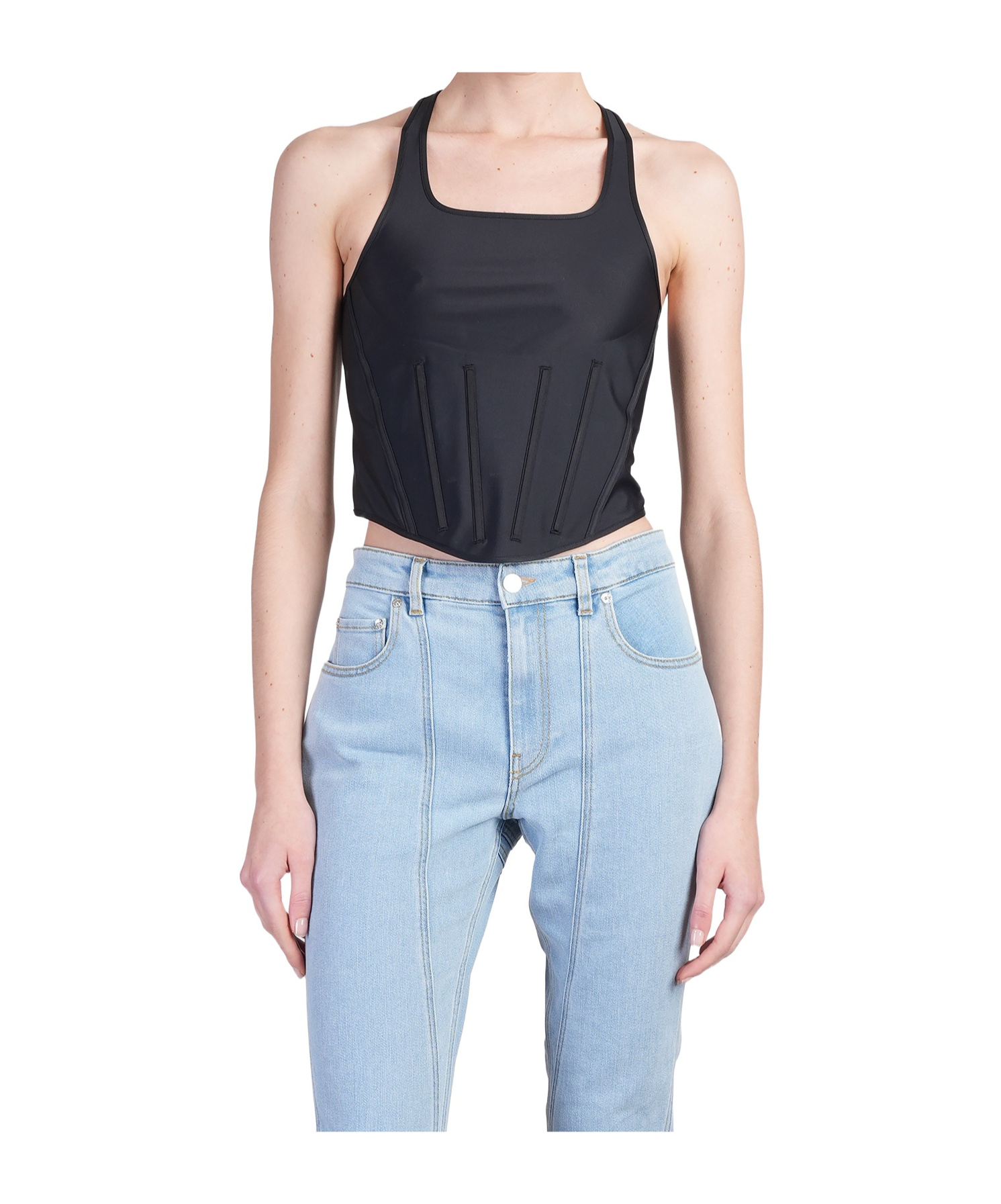 Mugler Sleeveless Corset In Blue