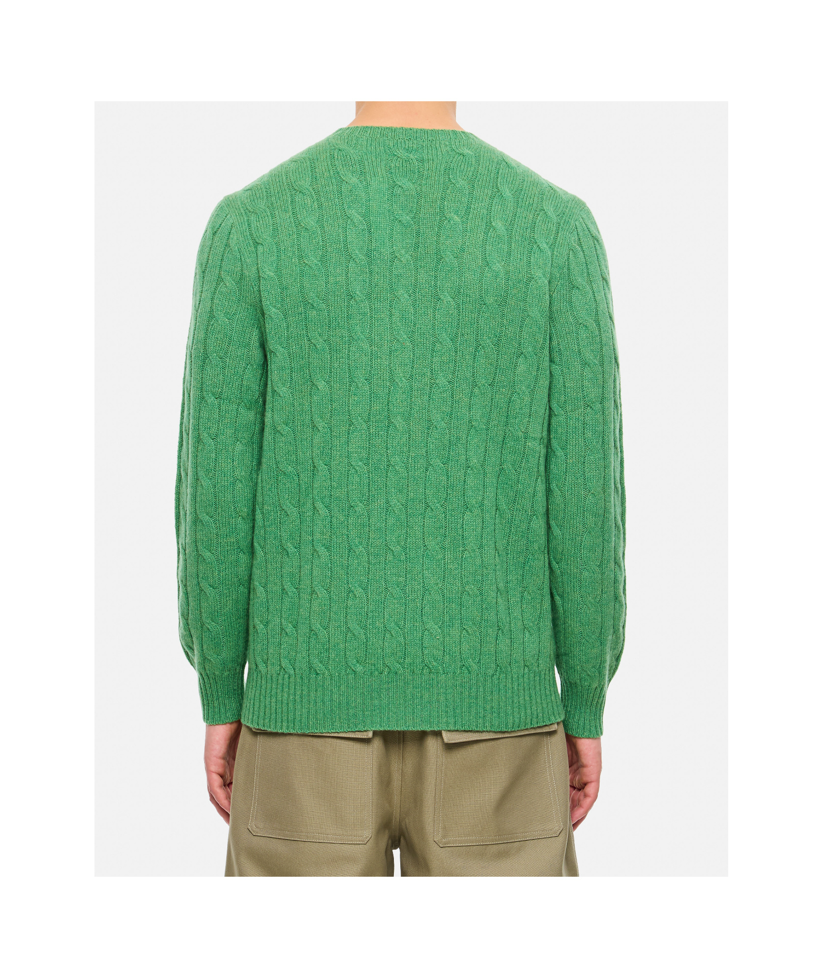 Polo Ralph Lauren Ralph Lauren Green Braided Cotton Sweater In Green