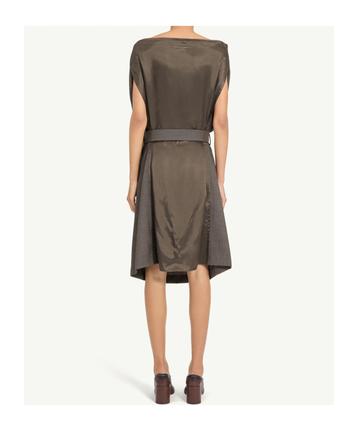 Mm6 Maison Margiela Belted Draped Midi Dress In Brown