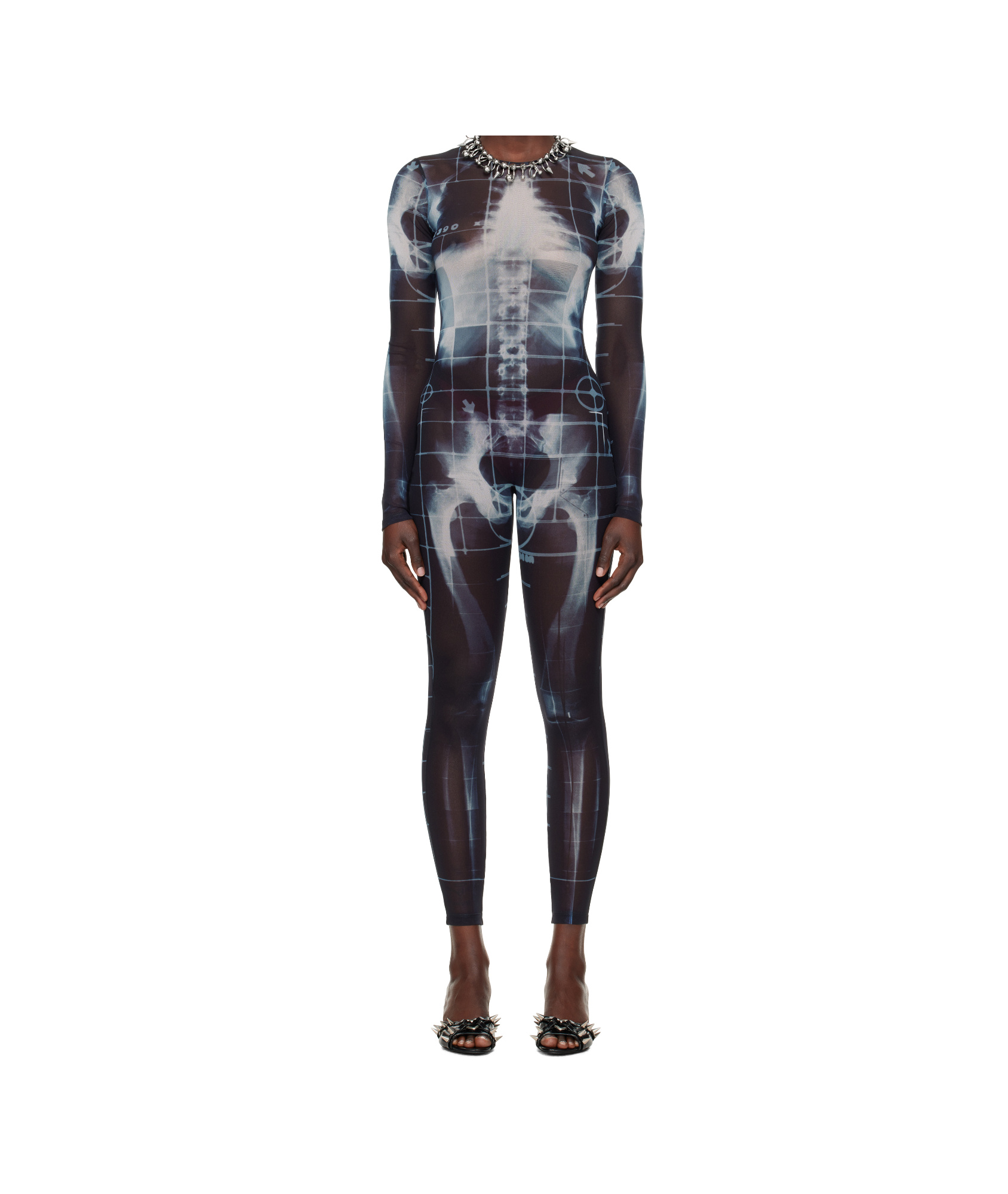 Jean Paul Gaultier Crew Neck Long Sleeve Jumpsuit In Black