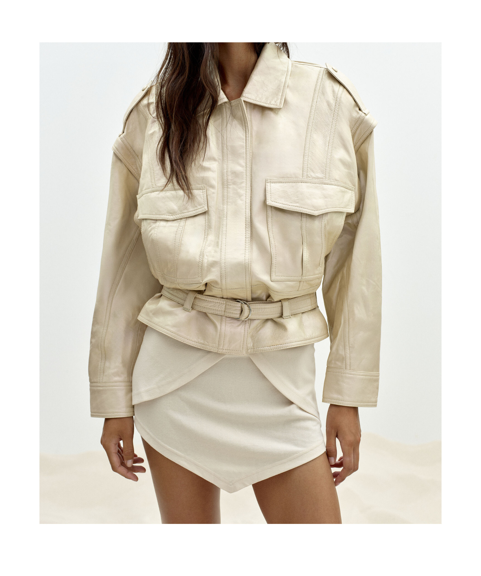 Iro Oversized Leather Jacket In Nude
