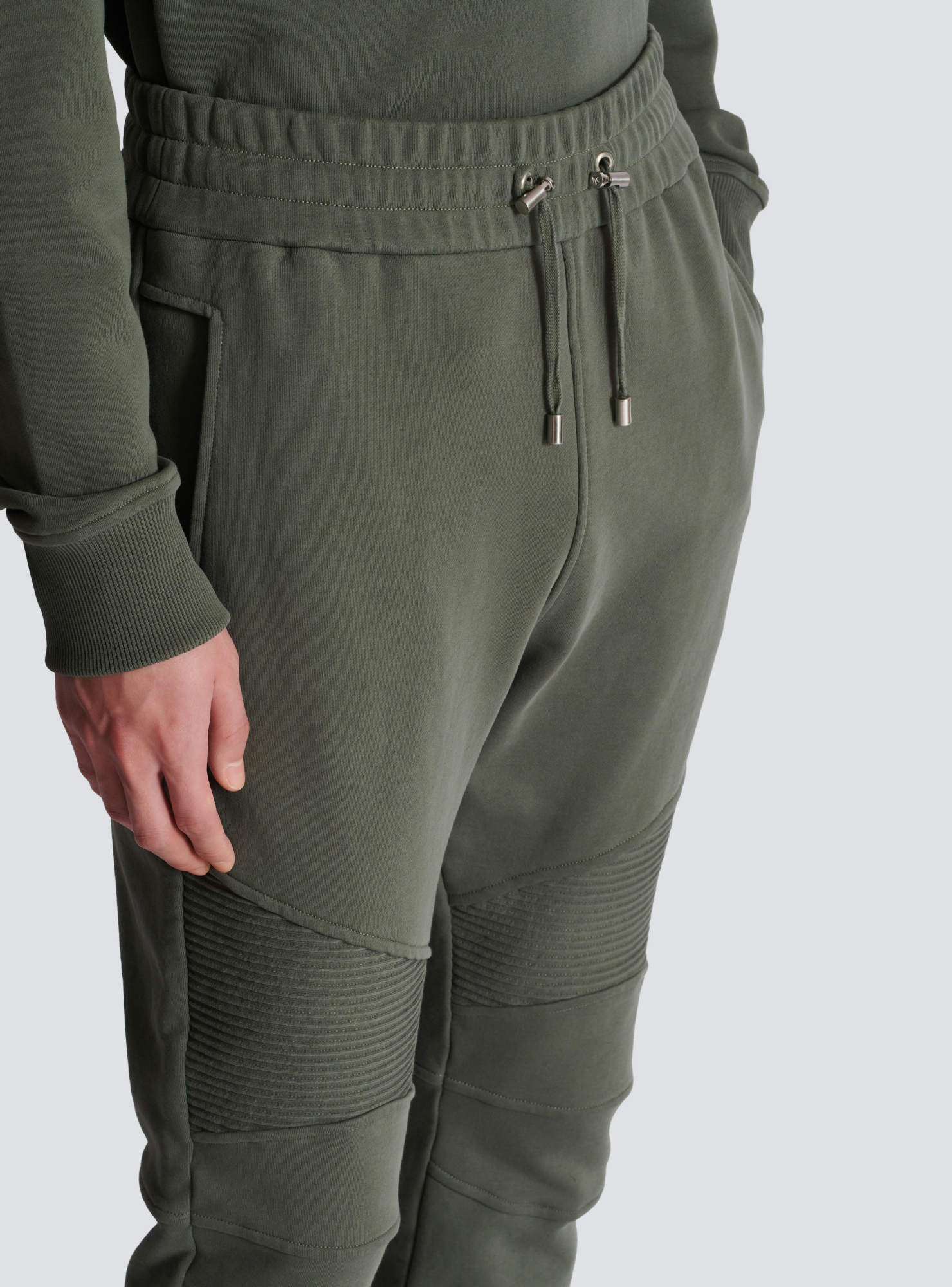 Shop Balmain Elastic Waist Sweatpants In Green