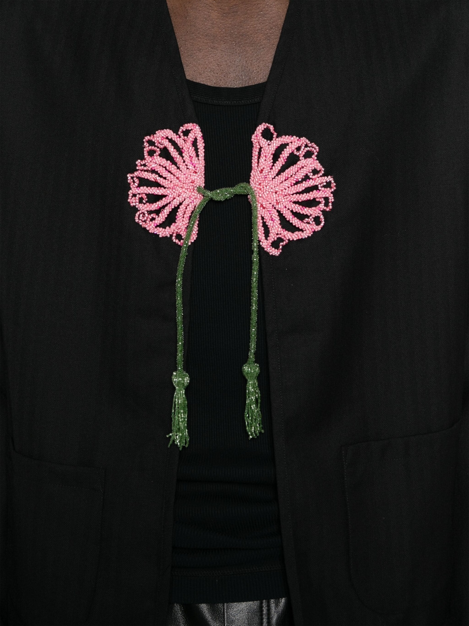 Bode Black Beaded Abilene Jacket In Black