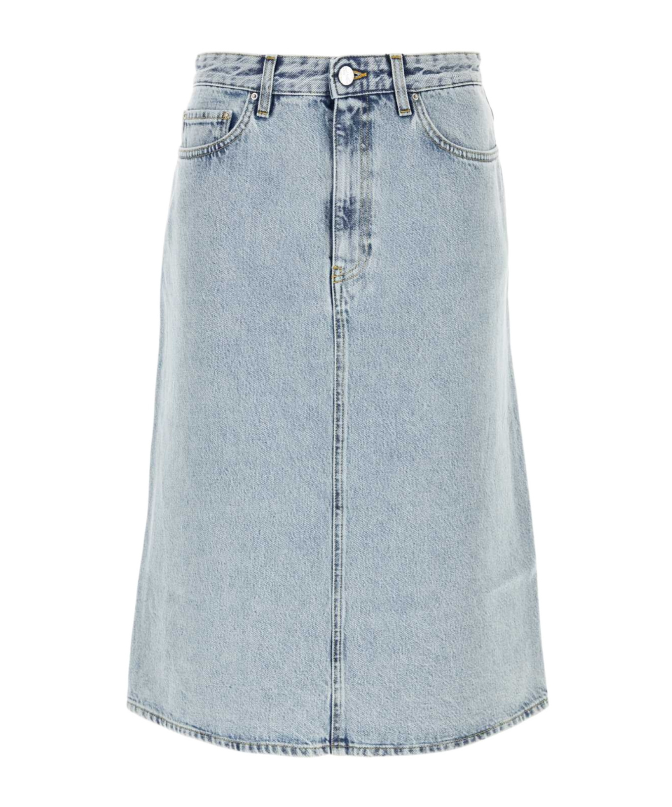 Totême Toteme Organi Cotton Denim Midi Skirt In Gray