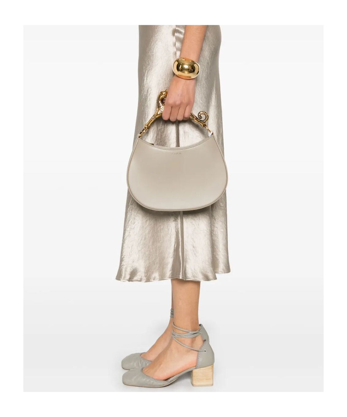 Shop Lanvin Hobo Cat Leather Bag In Nude