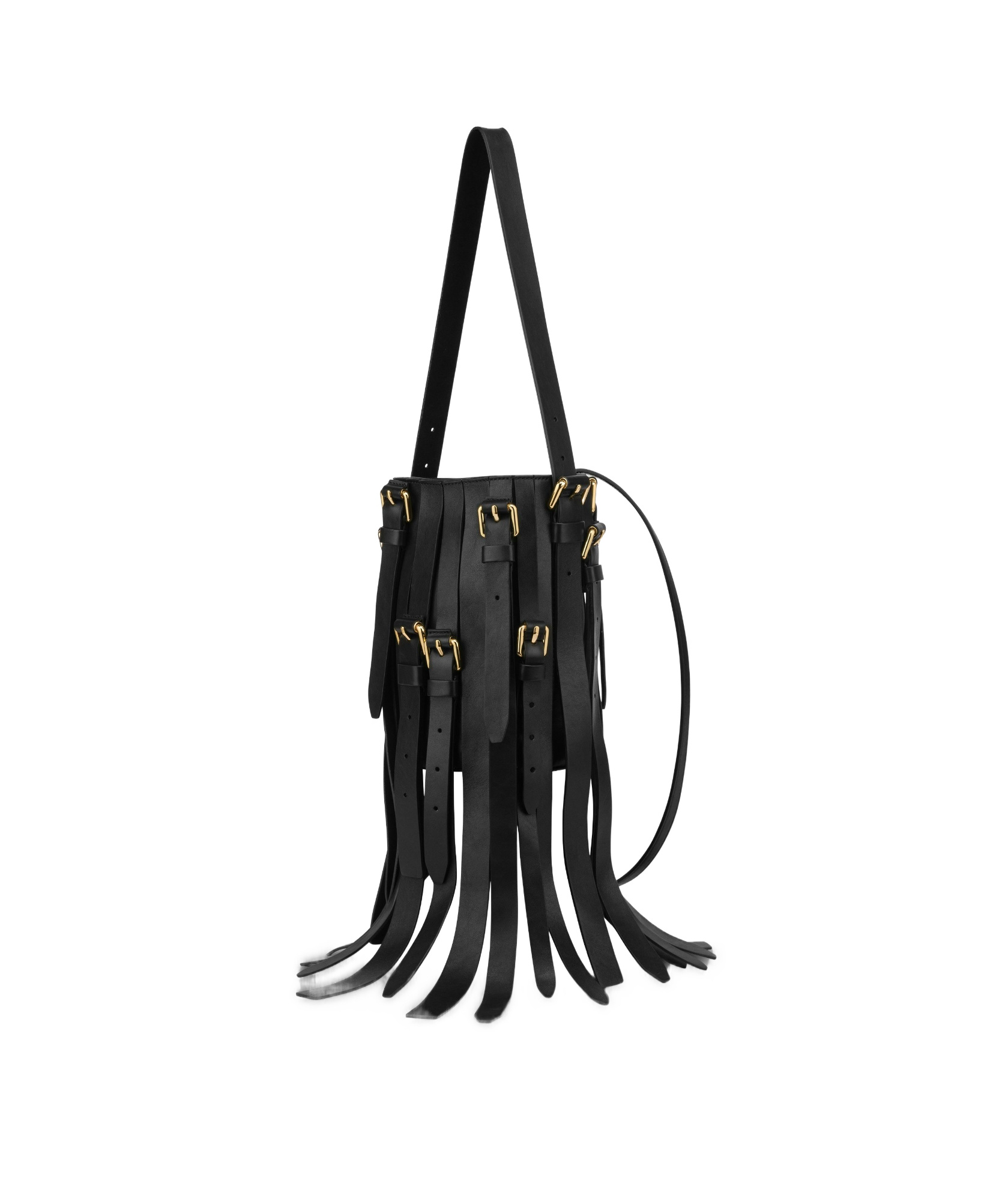 Moschino Multibelts Nappa Bucket Bag In Black