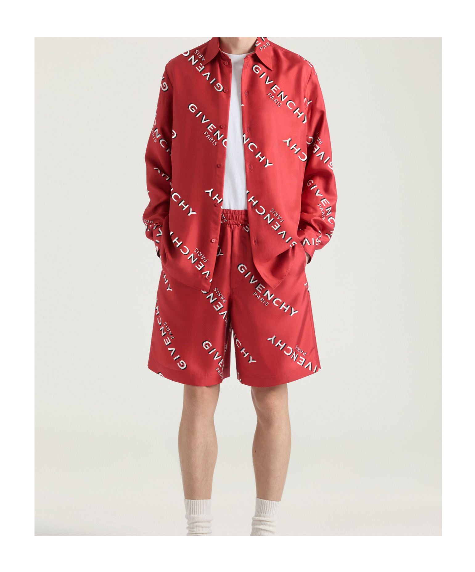 Givenchy Shadow Printed Bermuda Shorts In Silk In Brown