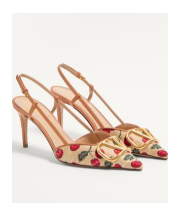 Valentino Garavani Embroidered Raffia Vlogo Signature Pumps In Nude
