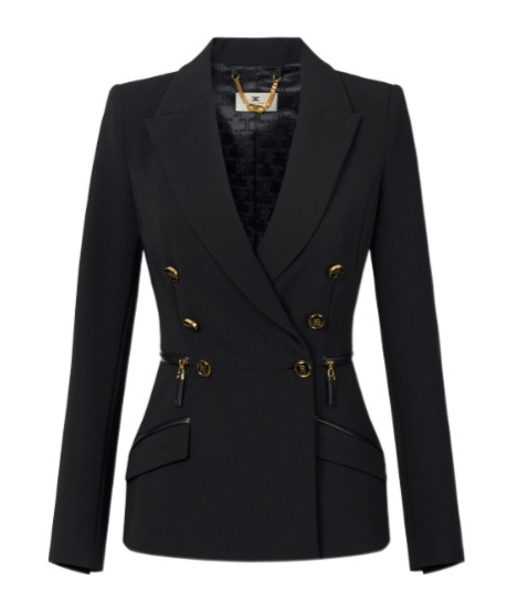 Elisabetta Franchi Double-breasted Zip-detail Blazer In Black