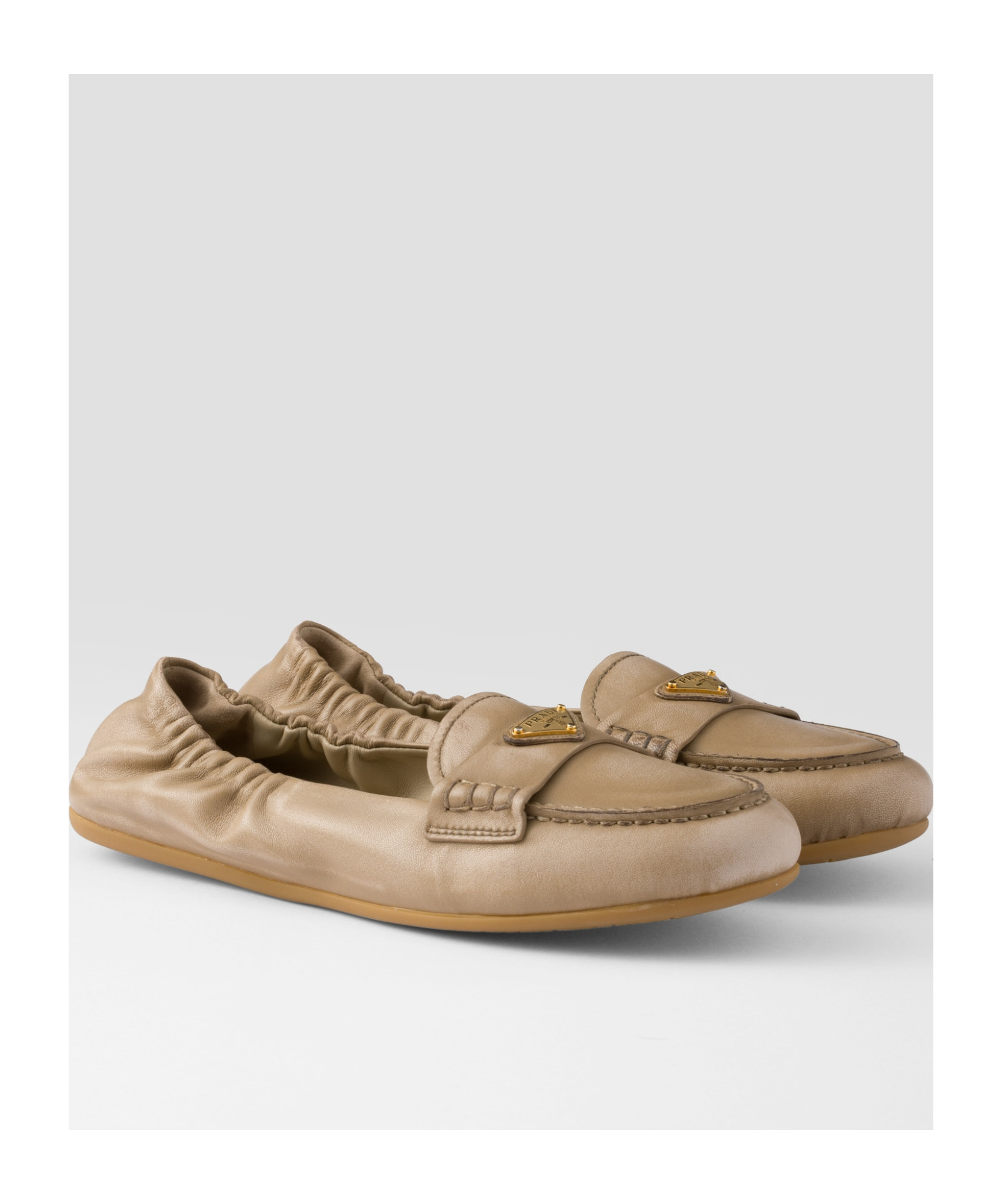Prada Triangle Logo Suede Loafers In Yellow