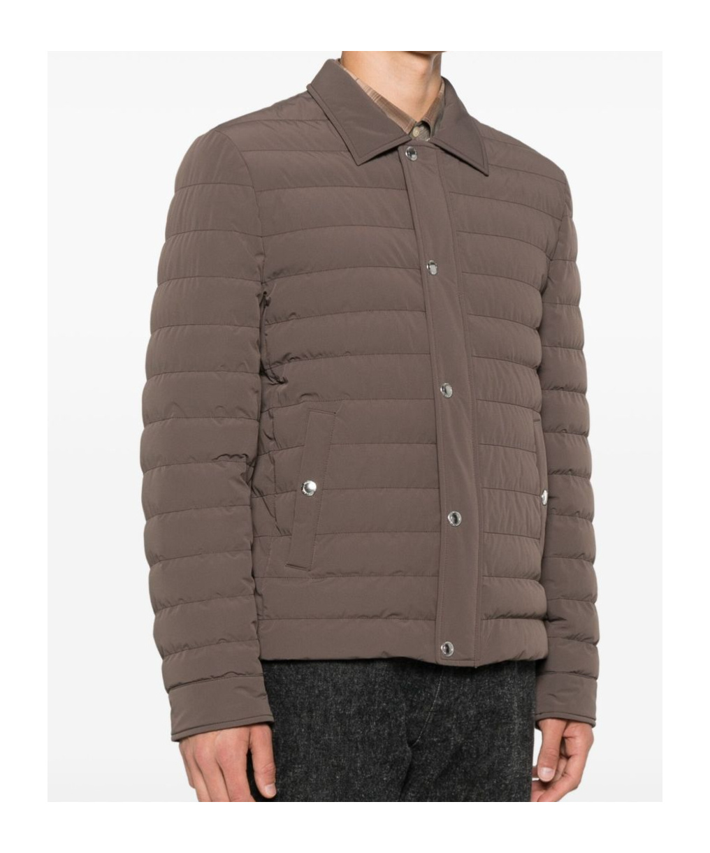 Brunello Cucinelli Short Quilted Down Jacket With Side Pockets In Brown