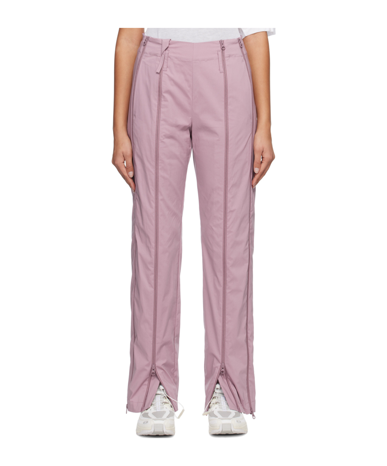 Post Archive Faction (paf) Zipper-open-crotch Casual Pants In Pink