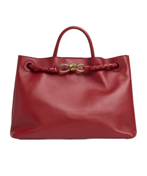Bottega Veneta Andiamo Leather Top Handle Bag In Red