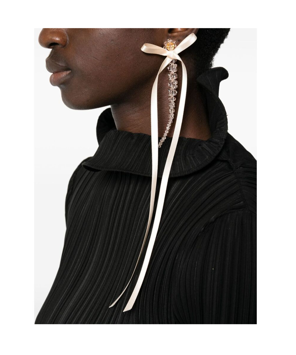 Simone Rocha Bow Ribbon Drip Earrings In Yellow