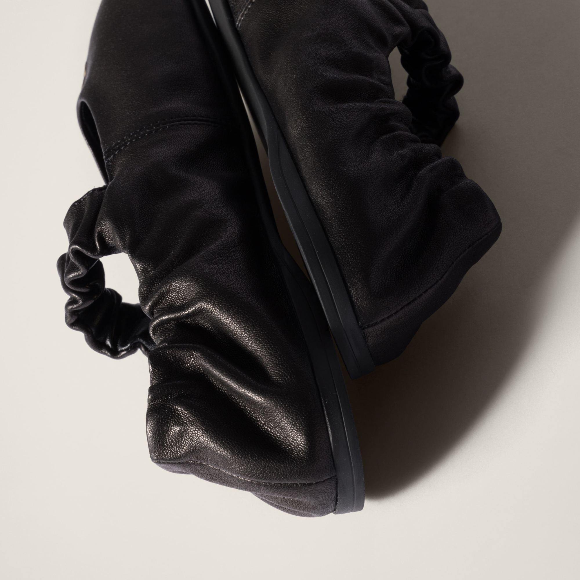 Miu Miu Ruched Nappa Leather Ballet Flats In Black