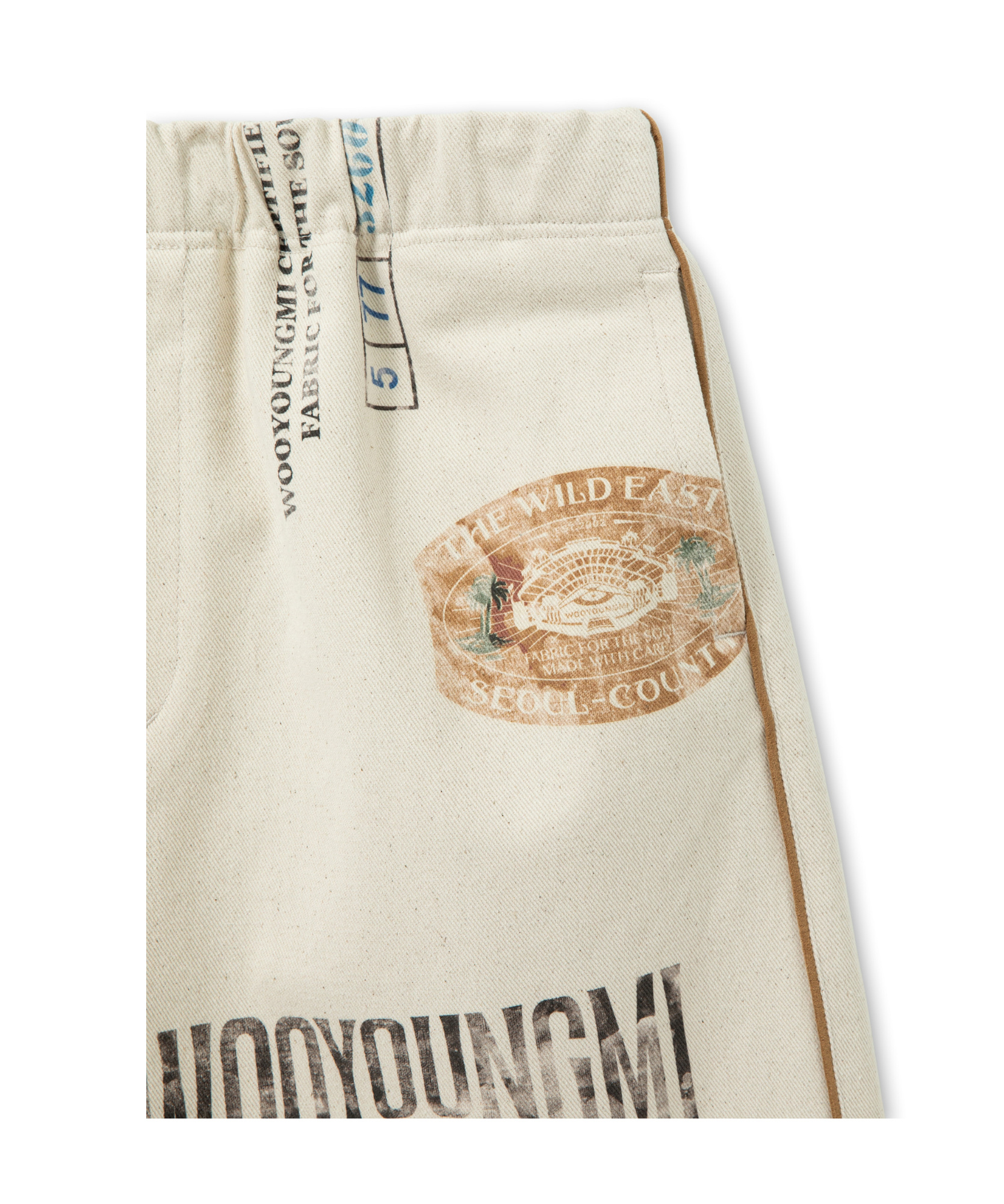 Wooyoungmi Beige Graphic Twill Shorts In White