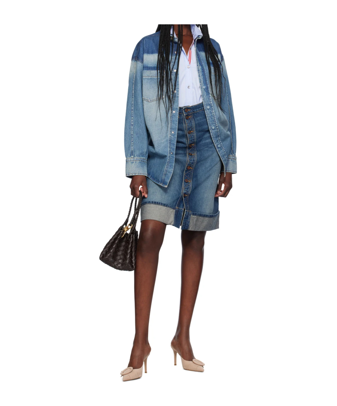 Victoria Beckham Women Camicia In Denim Schiarito In Blue
