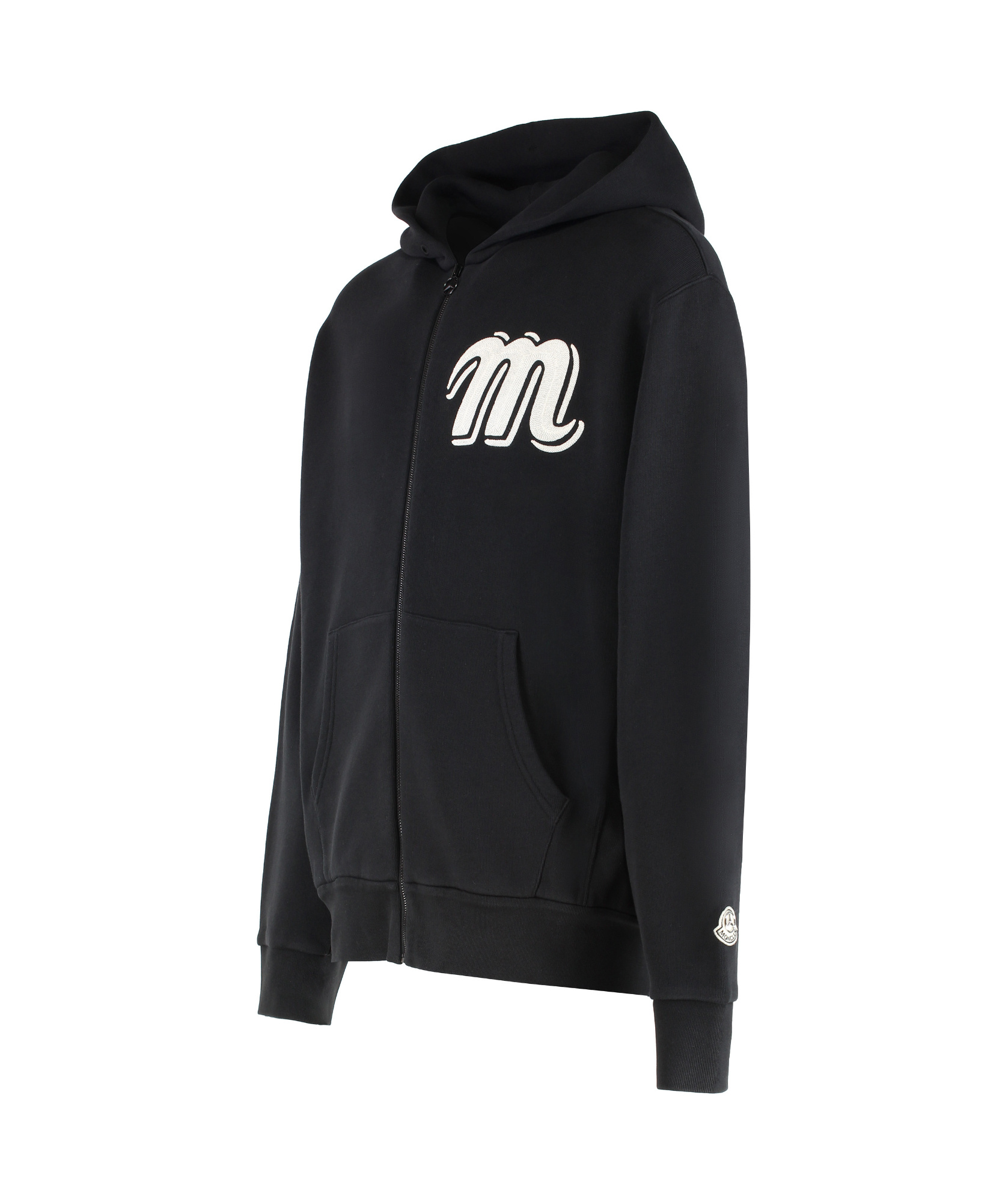 Moncler Zip Up Cardigan With Path Logo In Black