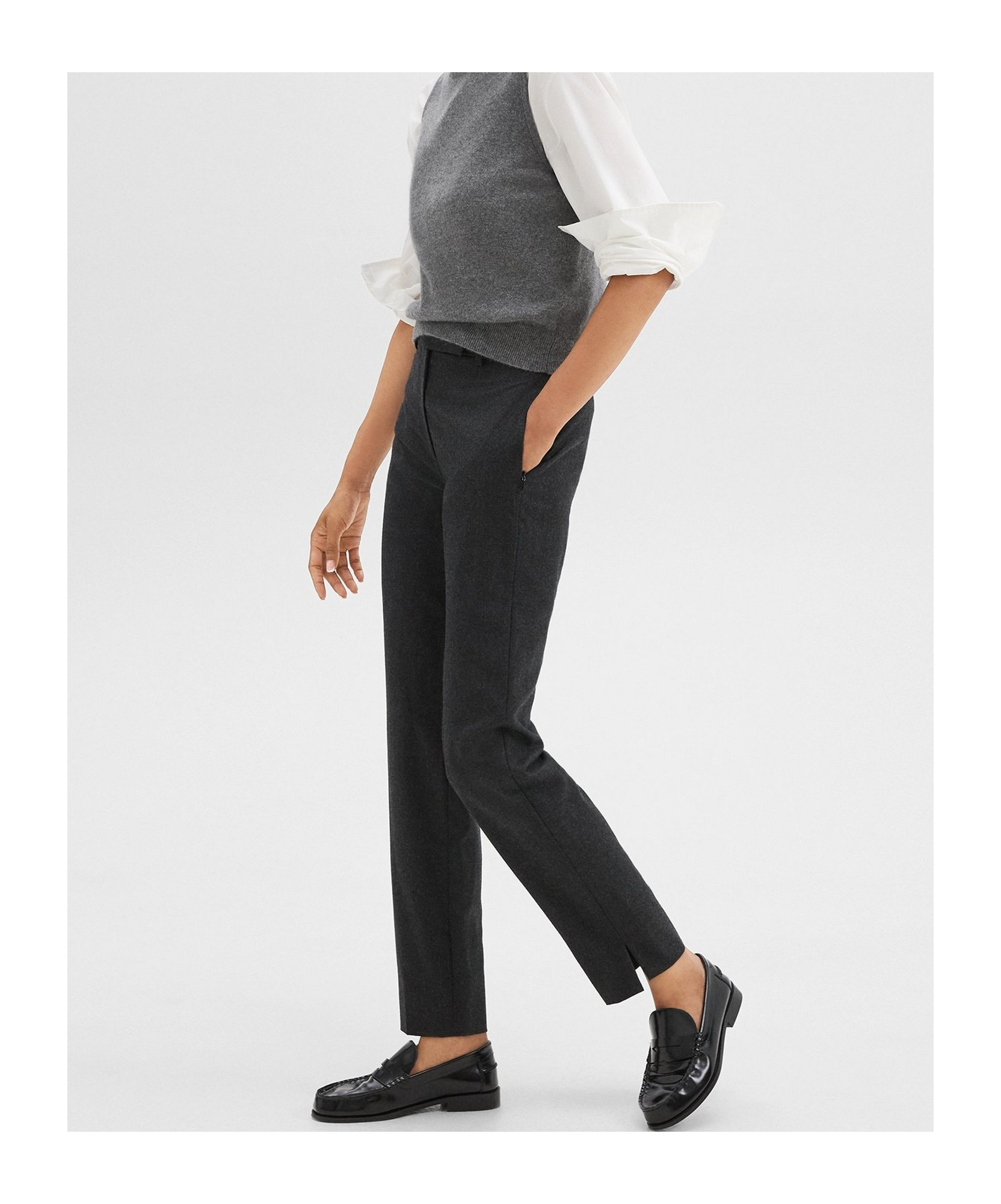 Theory Tapered Wool High-waist Pants In Black
