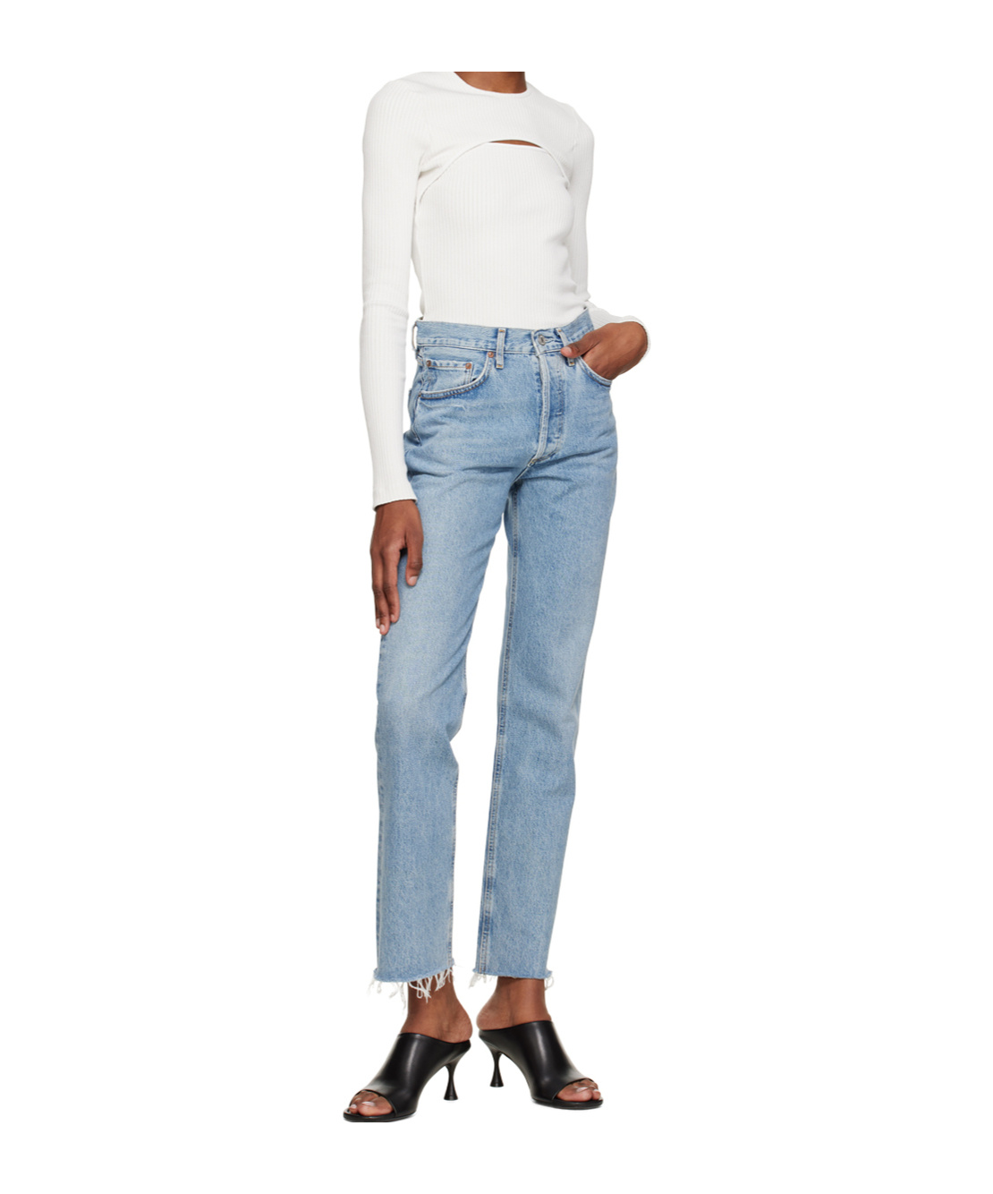 Agolde Five Pocket Denim Trousers In Blue