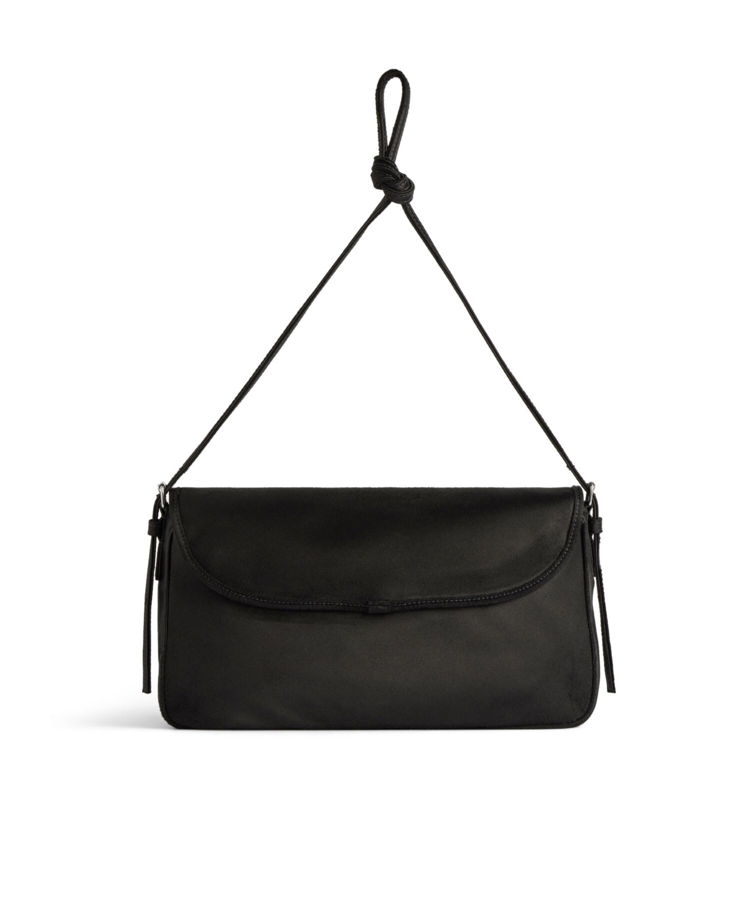Balenciaga Leopolda Distressed Satin Pochette Shoulder Bag In Black