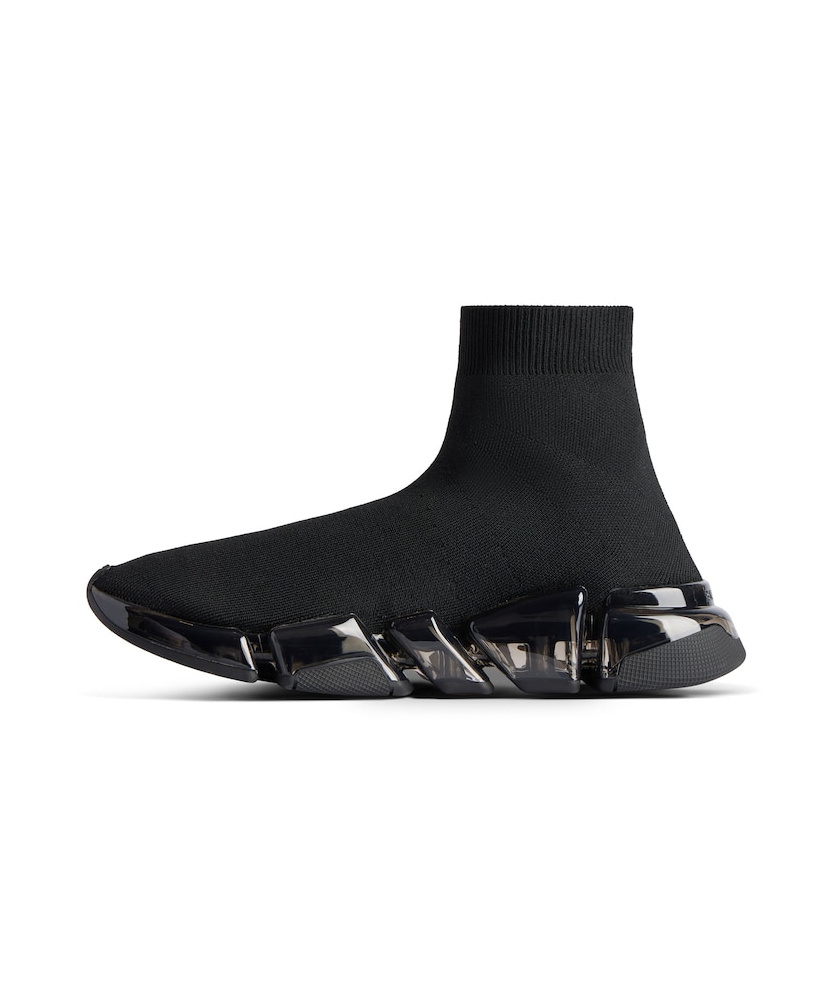 Balenciaga Speed Logo-print Stretch-knit High-top Sneakers In Black