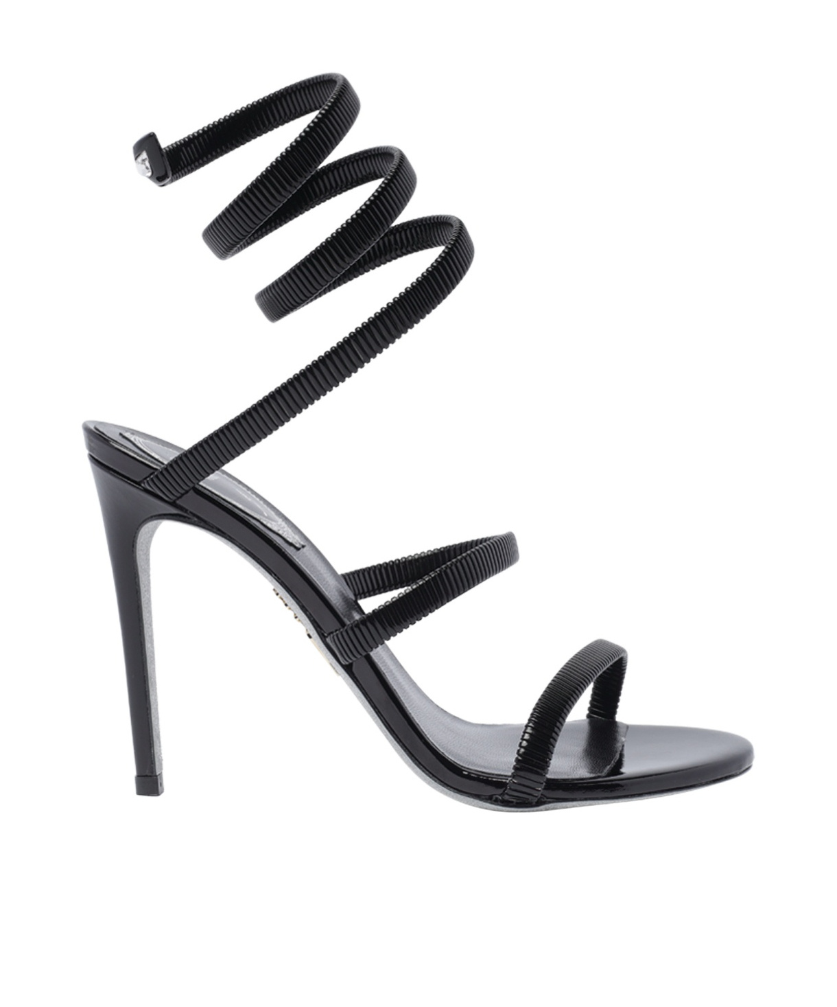 René Caovilla Snake-wrap Satin Stiletto Sandals In Black